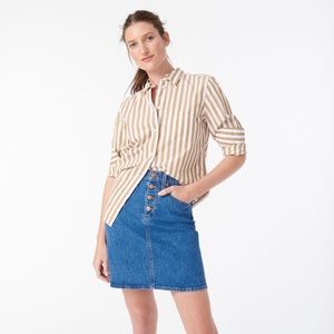 Button-front denim skirt